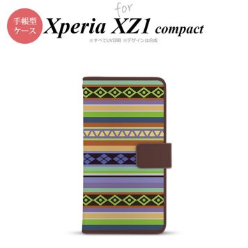【手帳型 スマホ カバー ケース】【SO02K】【エクスペリア XZ1】手帳型 ケース SO-02K スマホ カバー Xperia XZ1 Compact エクスペリア エスニックボーダー 青 nk-004s-so02k-dr1562【メール便送料無料】