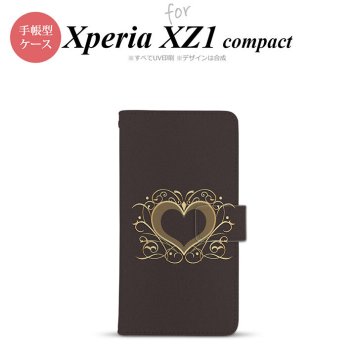 【手帳型 スマホ カバー ケース】【SO02K】【エクスペリア XZ1】手帳型 ケース SO-02K スマホ カバー Xperia XZ1 Compact エクスペリア 飾りハート（A) 茶 nk-004s-so02k-dr611【メール便送料無料】