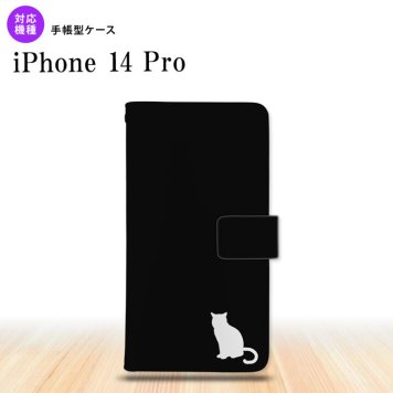 iPhone14 Pro iPhone14 Pro 手帳型スマホケース カバー 猫 影 黒 白  nk-004s-i14p-dr429