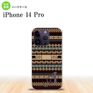 iPhone14 Pro iPhone14 Pro スマホケース 背面ケース ハードケース エスニック ゾウ 茶 +アルファベット 2022年 9月発売 nk-i14p-1574i