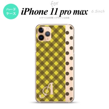 iPhone11ProMax iPhone11pro max スマホケース ハードケース チェック ドット 黄 +アルファベット メンズ レディース nk-i11pm-1522i