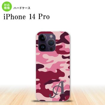 iPhone14 Pro iPhone14 Pro スマホケース 背面ケース ハードケース ウッドランド 迷彩 B ピンク +アルファベット 2022年 9月発売 nk-i14p-1148i