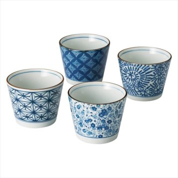 0 染付凛花 カップ4個組　 TSP8613  内祝 内祝い お祝 御祝 記念品 出産内祝い プレゼント 快気祝い 粗供養 引出物