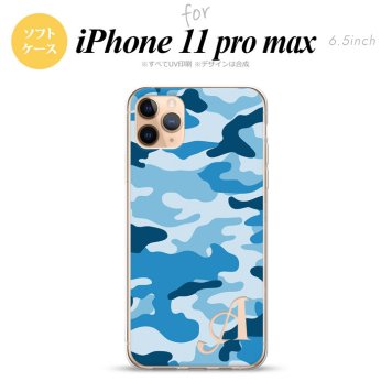 iPhone11ProMax iPhone11pro max スマホケース ソフトケース ウッドランド 迷彩 C 青 +アルファベット メンズ レディース nk-i11pm-tp1154i