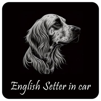 ドッグ カーステッカー イラスト付 Dog in Car イングリッシュセター B タイプ セーフティサイン 犬種別 正方形 13x13cm シール リア あおり運転対策 Dog Sticker 屋外 屋内 防水 かわいい おしゃれ 安全対策 カーサイン