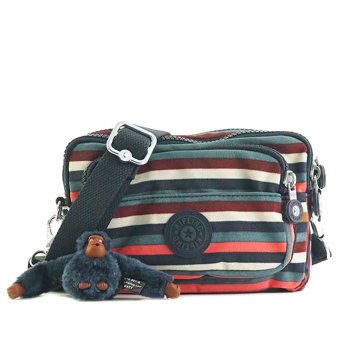 キプリング Kipling ショルダーバッグ K13975 49G MULTIPLE マルチプル 2way 斜めがけバッグ ウエストバッグ ベルトバッグ MULTI STRIPES ネイビー＋マルチカラー