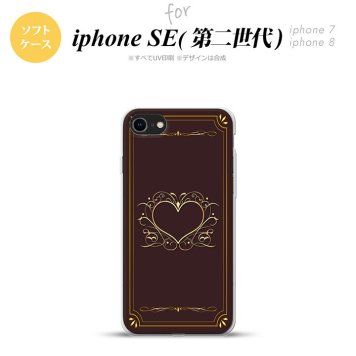 iPhoneSE 2 第二世代 iPhone8&iPhone7 共用 スマホケース 背面カバー ソフトケース ハート 飾り 茶 金 おしゃれ かわいい かっこいい メンズ レディース nk-ise2-tp619