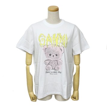 ガニー GANNI トップス Tシャツ カットソー ロゴ ウィメンズ 半袖 T4289-151 レディース ホワイト 海外正規品