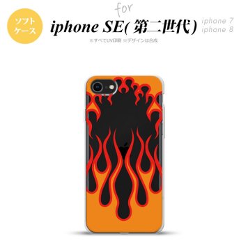 iPhoneSE 2 第二世代 iPhone8&iPhone7 共用 スマホケース 背面カバー ソフトケース ファイヤー 炎 クリア 赤 おしゃれ かわいい かっこいい メンズ レディース nk-ise2-tp1314