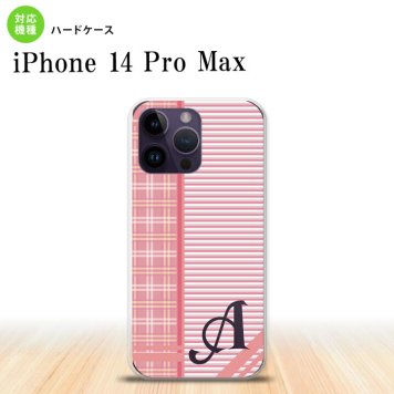iPhone14 ProMax iPhone14 Pro Max スマホケース 背面ケース ハードケース チェック ボーダー 赤 +アルファベット 2022年 9月発売 nk-i14pm-1606i