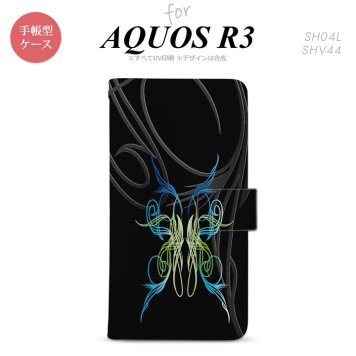 SH-04L/SHV44 AQUOS R3 手帳型スマホケース カバー ピンスト 黒 ブルー グリーン  nk-004s-r3-dr1239