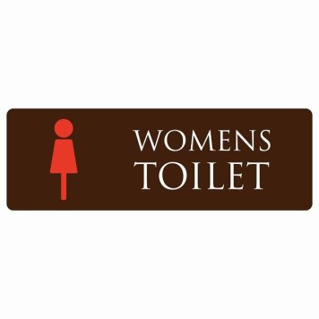 トイレ 案内 シール WOMENS ブラウン＆カラー 長方形 ドア 防水 屋内 屋外 サインステッカー ピクトサイン トイレマーク表示 案内 注意 施設 御手洗 TOILET おしゃれ シンプル 安全対策