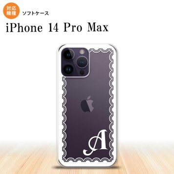 iPhone14 ProMax iPhone14 Pro Max スマホケース 背面ケースソフトケース レース 白 +アルファベット 2022年 9月発売 nk-i14pm-tp361i