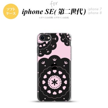 iPhoneSE 2 第二世代 iPhone8&iPhone7 共用 スマホケース 背面カバー ソフトケース レース クリア ピンク おしゃれ かわいい かっこいい メンズ レディース nk-ise2-tp1484