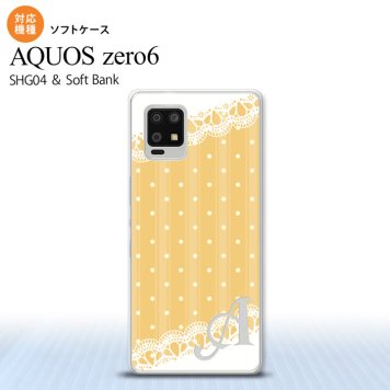 SHG04 SHG04 ZERO6 AQUOS zero6 スマホケース ソフトケース ドット レース C 黄 +アルファベット メンズ レディース nk-zero6-tp1613i