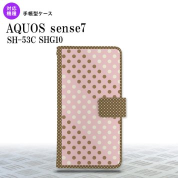 sense7 sense7 手帳型スマホケース カバー ドット 水玉 薄ピンク 茶 2022年 11月発売 nk-004s-sens7-dr1642