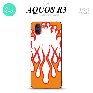 SH-04L SHV44 R3 AQUOS R3 スマホケース カバー ファイヤー 炎 白 赤 nk-r3-1309