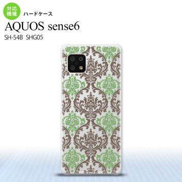 SH-54B SHG05 AQUOS sense6 スマホケース ハードケース ダマスク A クリア 茶 緑 メンズ レディース nk-sens6-459