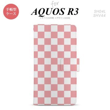 SH-04L/SHV44 AQUOS R3 手帳型スマホケース カバー スクエア 白 ピンク  nk-004s-r3-dr765