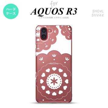 SH-04L SHV44 R3 AQUOS R3 スマホケース カバー レース クリア 白 nk-r3-1481