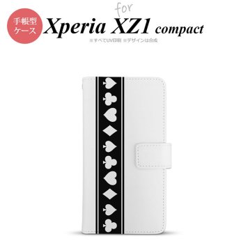 【手帳型 スマホ カバー ケース】【SO02K】【エクスペリア XZ1】手帳型 ケース SO-02K スマホ カバー Xperia XZ1 Compact エクスペリア トランプ(帯) 黒×白 nk-004s-so02k-dr523【メール便送料無料】