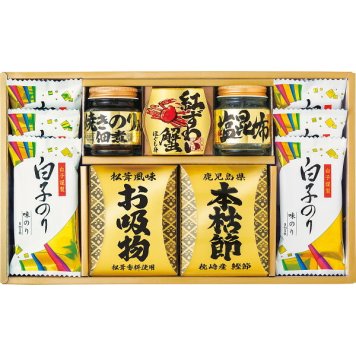 ノーブランド 和之彩膳 詰合せ [26-7611-057] 6378-50 白子のり 味のり 枕崎産 鰹 本枯節 佃煮 松茸風味 お吸い物 塩昆布 紅ずわいがにほぐし身 詰め合わせ お返し 内祝い お歳暮 お中元 ギフト 贈り物