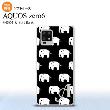 SHG04 SHG04 ZERO6 AQUOS zero6 スマホケース ソフトケース ゾウ 黒 +アルファベット メンズ レディース nk-zero6-tp774i