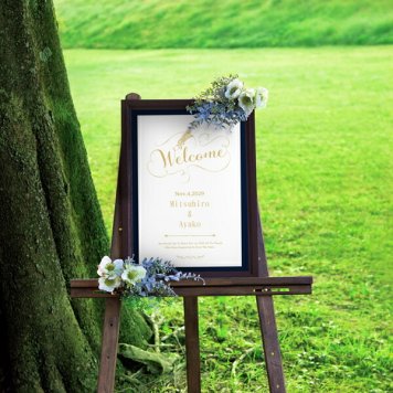 グラフィック ウェルカムボード（ディアグラフィー ネイビー）結婚式 ギフト お祝い 披露宴 ウェディング ウエルカムスペース カリグラフィー 羽 ラスティック＆クラシック