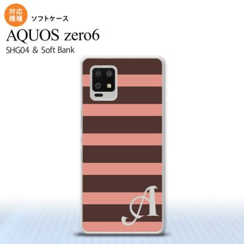 SHG04 SHG04 ZERO6 AQUOS zero6 スマホケース ソフトケース ボーダー 大 茶 ピンク +アルファベット メンズ レディース nk-zero6-tp794i