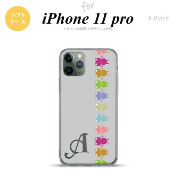 iPhone11Pro iPhone11 Pro スマホケース ソフトケース カエル かえる 帯 B グレー +アルファベット メンズ レディース nk-i11p-tp672i