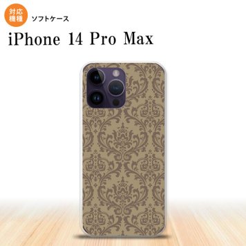 iPhone14 ProMax iPhone14 Pro Max スマホケース 背面ケースソフトケース ダマスク A ベージュ 茶 2022年 9月発売 nk-i14pm-tp460