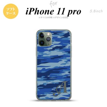 iPhone11Pro iPhone11 Pro スマホケース ソフトケース タイガー 迷彩 A 青 +アルファベット メンズ レディース nk-i11p-tp1167i