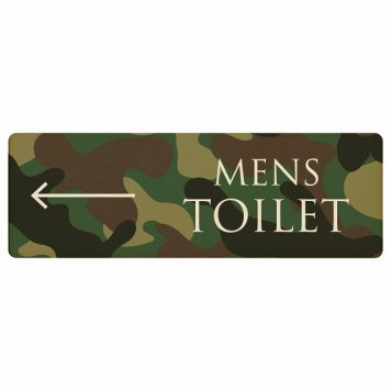 トイレ プレート 木製 MENS 文字タイプ 迷彩 カラー 左 矢印 長方形 27x9cm方向案内 進路ドア サインプレート ピクトサイン トイレマーク表示 案内 注意 施設 御手洗 TOILET おしゃれ シンプル 安全対策