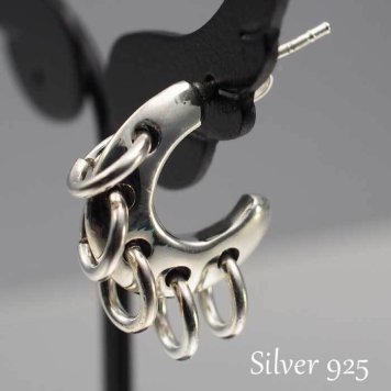 シルバーピアス メンズ フープ＆チェーン 輪っか 輪 リング シルバー925 男性 レディース プレゼント 人気 おしゃれ かっこいい【全品1個ずつバラ売り】 プレゼント
