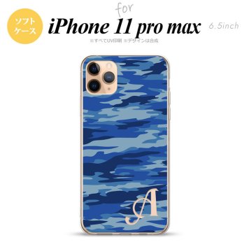 iPhone11ProMax iPhone11pro max スマホケース ソフトケース タイガー 迷彩 A 青 +アルファベット メンズ レディース nk-i11pm-tp1167i