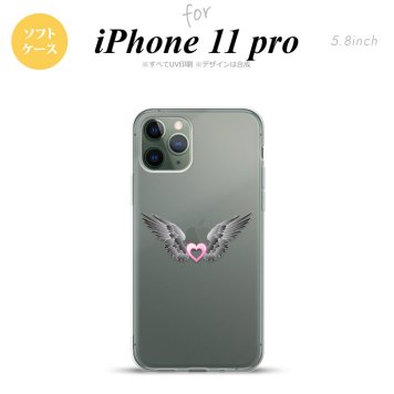 iPhone11Pro iPhone11 Pro スマホケース ソフトケース 黒翼 ハート ピンク メンズ レディース nk-i11p-tp465