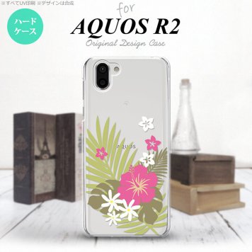 AQUOS R2 アクオス アール2 SH-03K SHV42 専用 スマホケース カバー ハードケース ハイビスカスA クリア×ピンク nk-r2-1051[スマホ,スマホケース,スマホカバー,ケース,カバー,ジャケット]