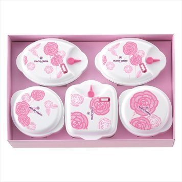 マリ･クレール ローズブルーミング 電子レンジ容器5PC MC-669  内祝 内祝い お祝 御祝 記念品 出産内祝い プレゼント 快気祝い 粗供養 引出物