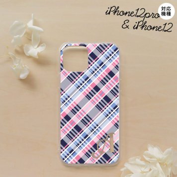 iPhone12/iPhone12pro iPhone12 / iPhone12pro スマホケース ソフトケース チェック A ピンク 青 +アルファベット メンズ レディース nk-i12-tp439i