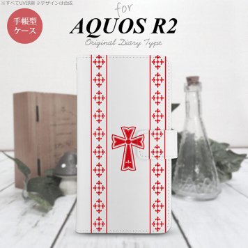 SH-03K/SHV42/706SH AQUOS R2 手帳型スマホケース カバー ゴシック クリア 赤  nk-004s-r2-dr1007