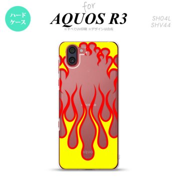 SH-04L SHV44 R3 AQUOS R3 スマホケース カバー ファイヤー 炎 クリア 黄 nk-r3-1311