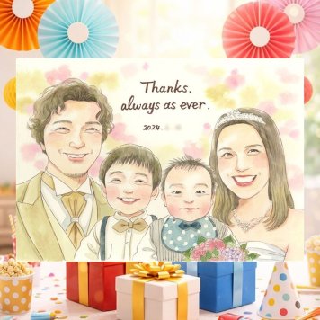 結婚式のプレゼントに、写真をもとに、心が和む似顔絵を描きます。 似顔絵 結婚祝い ギフト 名入れ 手描き 贈り物 プレゼント 結婚式 サンクスボード 披露宴 お祝い 感謝 同僚 友達 新郎新婦 職場 修正無料 名入れ 下書き確認 サプライズ かわいい 喜ばれる 一生もの サンクスボード 宝物 新郎新婦ギフト 婚礼 入籍 ウェディングギフト 色紙 同窓会 オリジナル カラフル 喜寿祝い 引っ越し