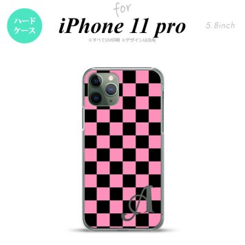 iPhone11Pro iPhone11 Pro スマホケース ハードケース スクエア 黒 ピンク +アルファベット メンズ レディース nk-i11p-762i