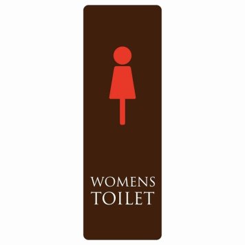 トイレ 案内 シール WOMENS ブラウン＆カラー 長方形 縦 ドア 防水 屋内 屋外 サインステッカー ピクトサイン トイレマーク表示 案内 注意 施設 御手洗 TOILET おしゃれ シンプル 安全対策