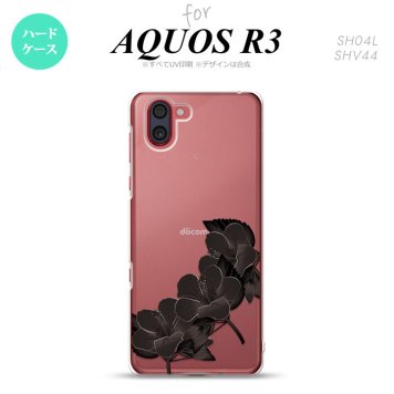 SH-04L SHV44 R3 AQUOS R3 スマホケース カバー ハイビスカス B 黒 nk-r3-084
