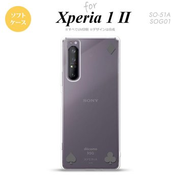 Xperia 1 II 5G スマホケース 背面カバー ストラップホール有り ソフトケース トランプ 四隅 グレー ストラップホール おしゃれ かわいい かっこいい メンズ レディース nk-xp12-tp521