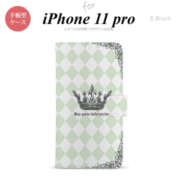 iPhone11Pro iPhone11 Pro 手帳型スマホケース カバー 王冠 緑  nk-004s-i11p-dr1456