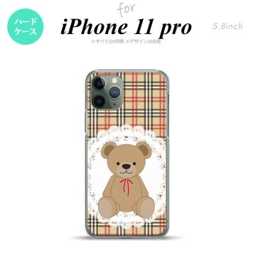 iPhone11Pro iPhone11 Pro スマホケース ハードケース くま チェック レース 茶 赤 メンズ レディース nk-i11p-754