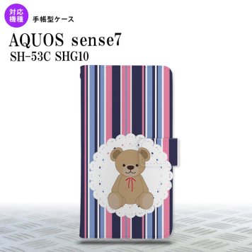 sense7 sense7 手帳型スマホケース カバー くま ストライプ レース 青 ピンク 2022年 11月発売 nk-004s-sens7-dr759