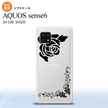 SH-54B SHG05 AQUOS sense6 スマホケース ソフトケース バラ A クリア 黒 メンズ レディース nk-sens6-tp1065